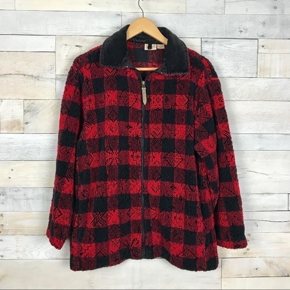 Woolrich Aztec Red Buffalo Plaid Jacket Medium - Picture 1 of 5